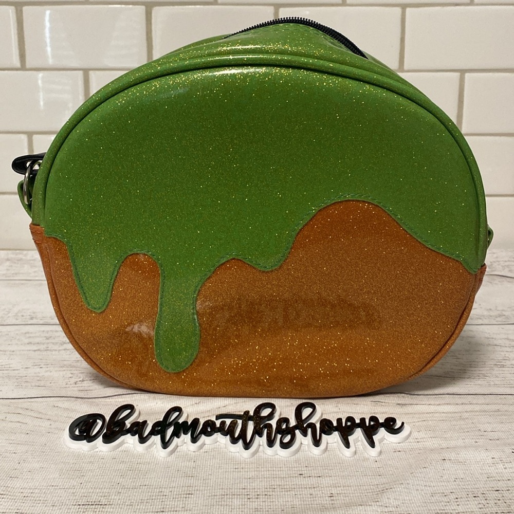 *Love Pain and Stitches Orange Green Slime Angry Pumpkin Halloween Purse - Picture 3 of 8